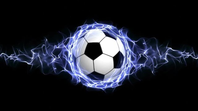 Soccer Ball on Air and Blue Background, Loop, 4k
