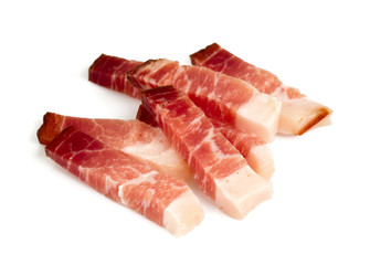 italian speck isolated on white background