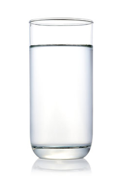 Glass with water on white background