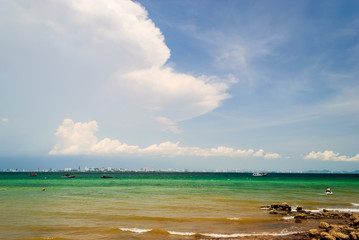 Coast with city view when the rain is coming