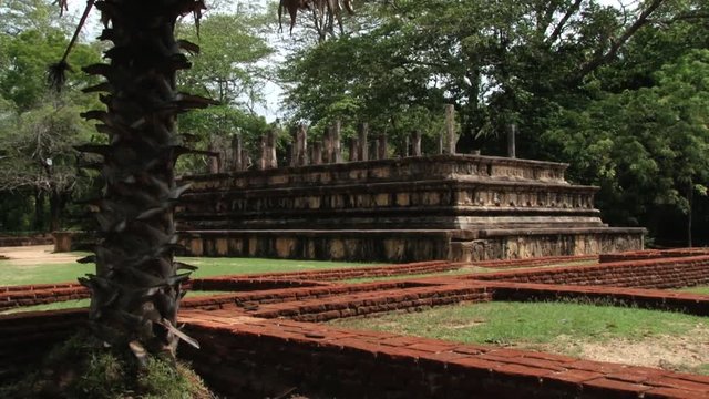 View to the ruins of the building in the ancient city of Polonnaruwa, Sri Lanka.