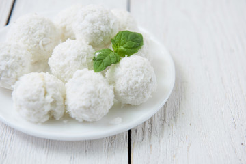 Homemade candies with coconut