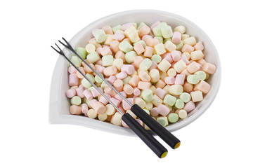 bowl of colorful marshmallow and fondue