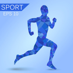 Running Man. Vector. Triangulation