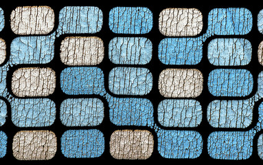 Old pattern with cracked shapes on black