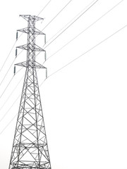 High voltage pole isolated on white background