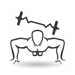 Healthy lifestyle design. Bodybuilding illustration. white backg