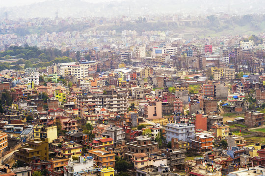Aerial view of Kathmandu city, Nepal.
