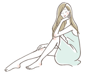 目をとじる女性