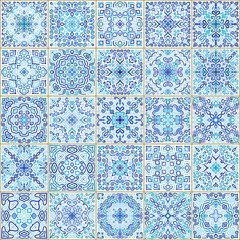 Blue Square Tiles Seamless Pattern