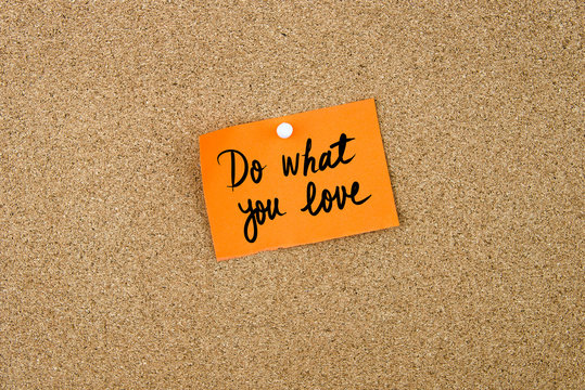 Do What You Love written on orange paper note