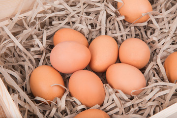 eggs in the wooden box