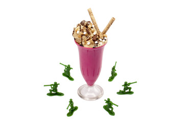 military army guarding a cup of ice cream