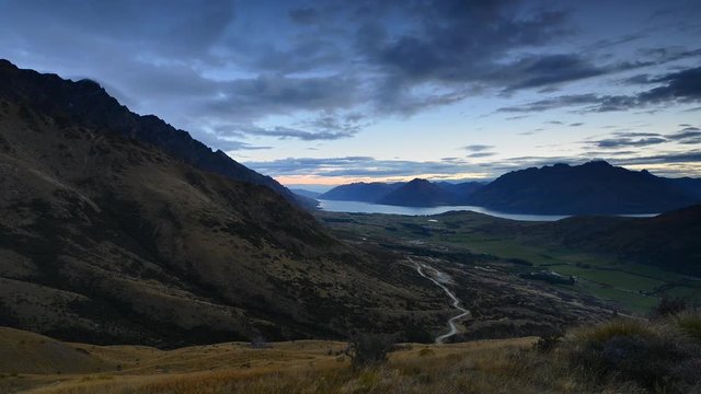 Time lapse Queenstown city in south island, New Zealand