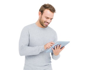 Young man using digital tablet