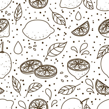 Seamless pattern with juicy lemons