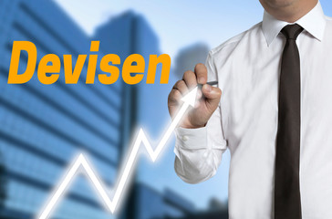 devisen trader zeichnet börsenkurs auf touchscreen