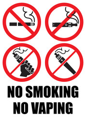 set vaping icons no smoking sign vape