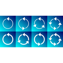 White rotating circle arrows collection