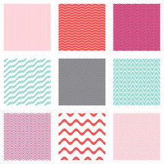 Vector seamless wavy line patterns