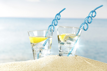 glasses of water and ice 