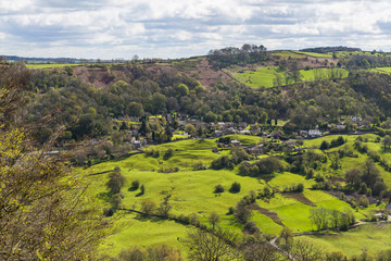 Fototapeta na wymiar View of English countryside from Heights of Abraham, Derbyshire