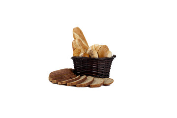 freshly baked basket and pile of bread