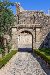 Fototapeta na wymiar Entrance of the medieval Castelo de Vide Castle. Castelo de Vide, Portalegre, Alto Alentejo, Portugal