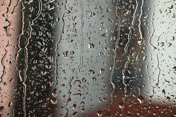 Rain drops on window , rainy day