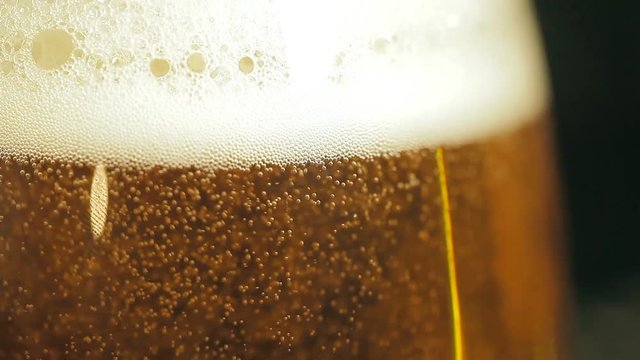 Beer bubbles in a glass