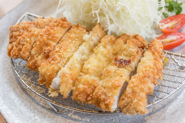 breaded pork cutlet, japanese food style tonkatsu