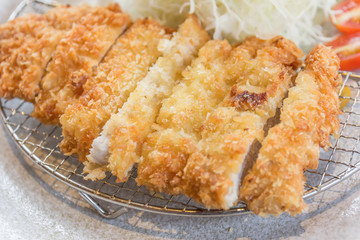 breaded pork cutlet, japanese food style tonkatsu