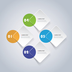 Colorful Minimal Paper Cut Infographics Design - Rounded Squares With Circles