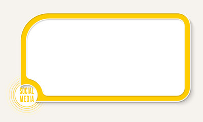 Yellow text box for your text and social media icon