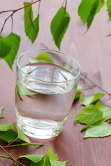 Glass of clean water on natural background
