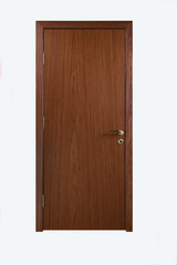 Closed door on white background