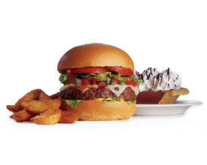 cheeseburger combo with pie and fries