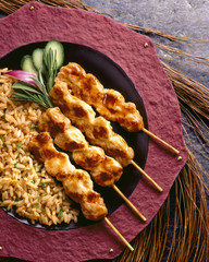 chicken satay and rice 