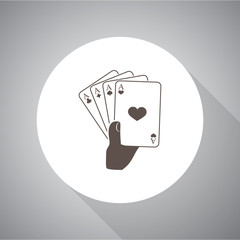 playing cards in hand. Vector icon