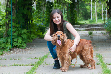 Portrait of a woman with her beautiful dog