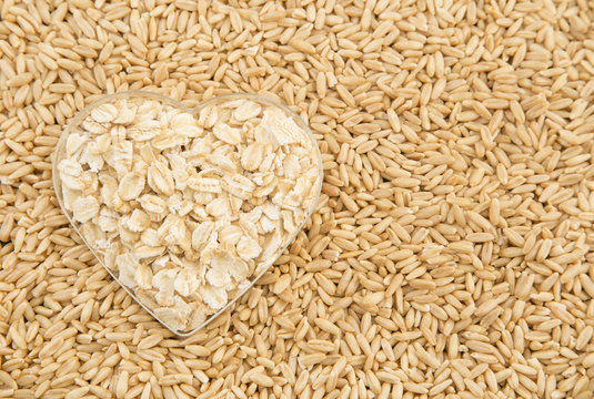 Oats and heart. health concept