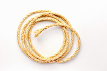 coiled rope on a white background close up