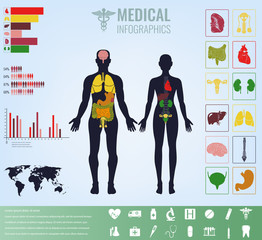Medical Infographic set with charts and other elements. Vector 
