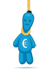 Suicide voodoo doll with euro sign