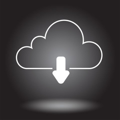 Cloud silhouette with outgoing arrow on black gradient