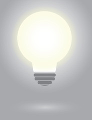 Clear shining lightbulb