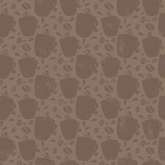 Seamless pattern for coffee themed. Coffee cup and beans. Vector