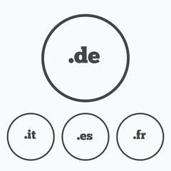Top-level domains signs. De, It, Es and Fr.