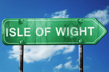 Isle of wight, 3D rendering, a vintage green direction sign