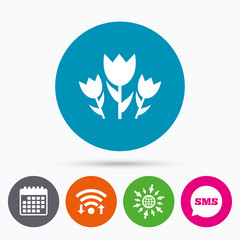 Flowers sign icon. Roses symbol.